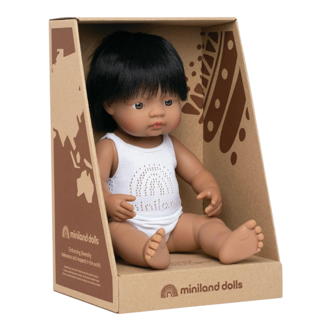 Miniland - Baby Doll - Hispanic Boy 38cm - Anatomically correct