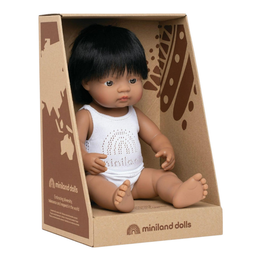 Miniland - Baby Doll - Hispanic Boy 38cm - Anatomically correct