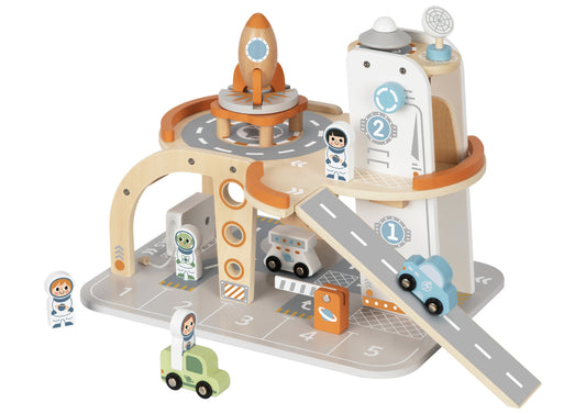 KIDS TOY WOODEN SPACE STATION PLAYSET