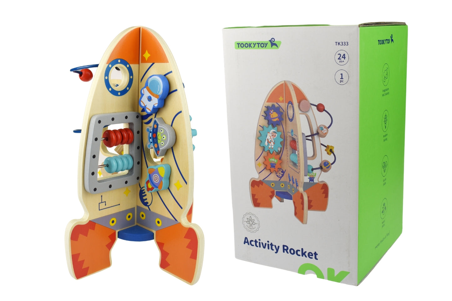 Wooden Activity Rocket Toy