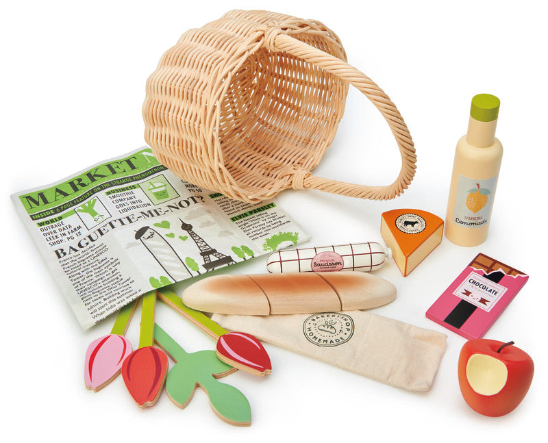 Tender Leaf Toys - Wicker Shopping Basket Market Playset