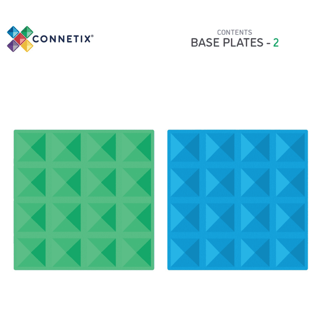 Connetix Tiles 2 Piece Base Plate Green & Blue Pack | Serenity Kids