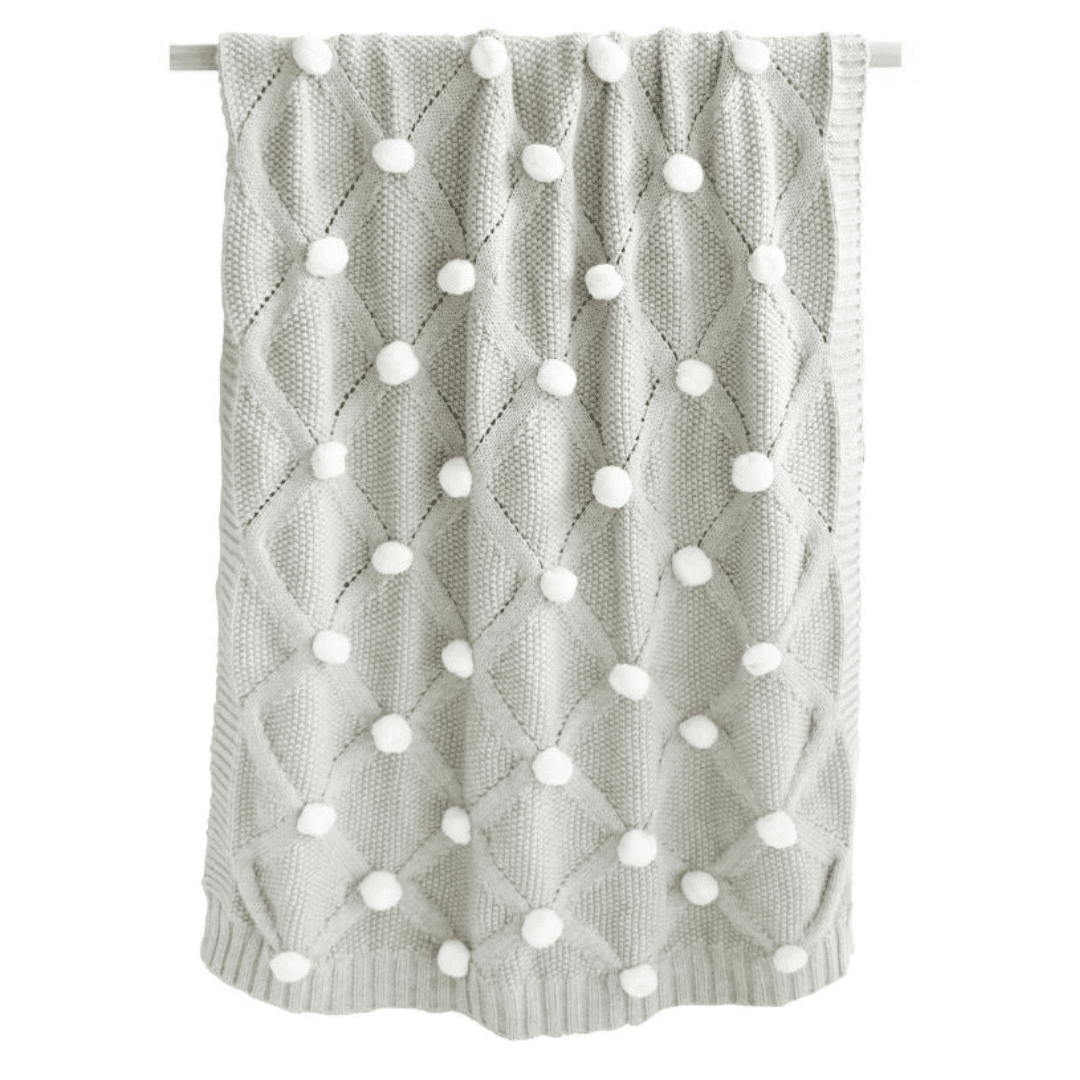 Alimrose - Pom Pom Baby Blanket - Grey