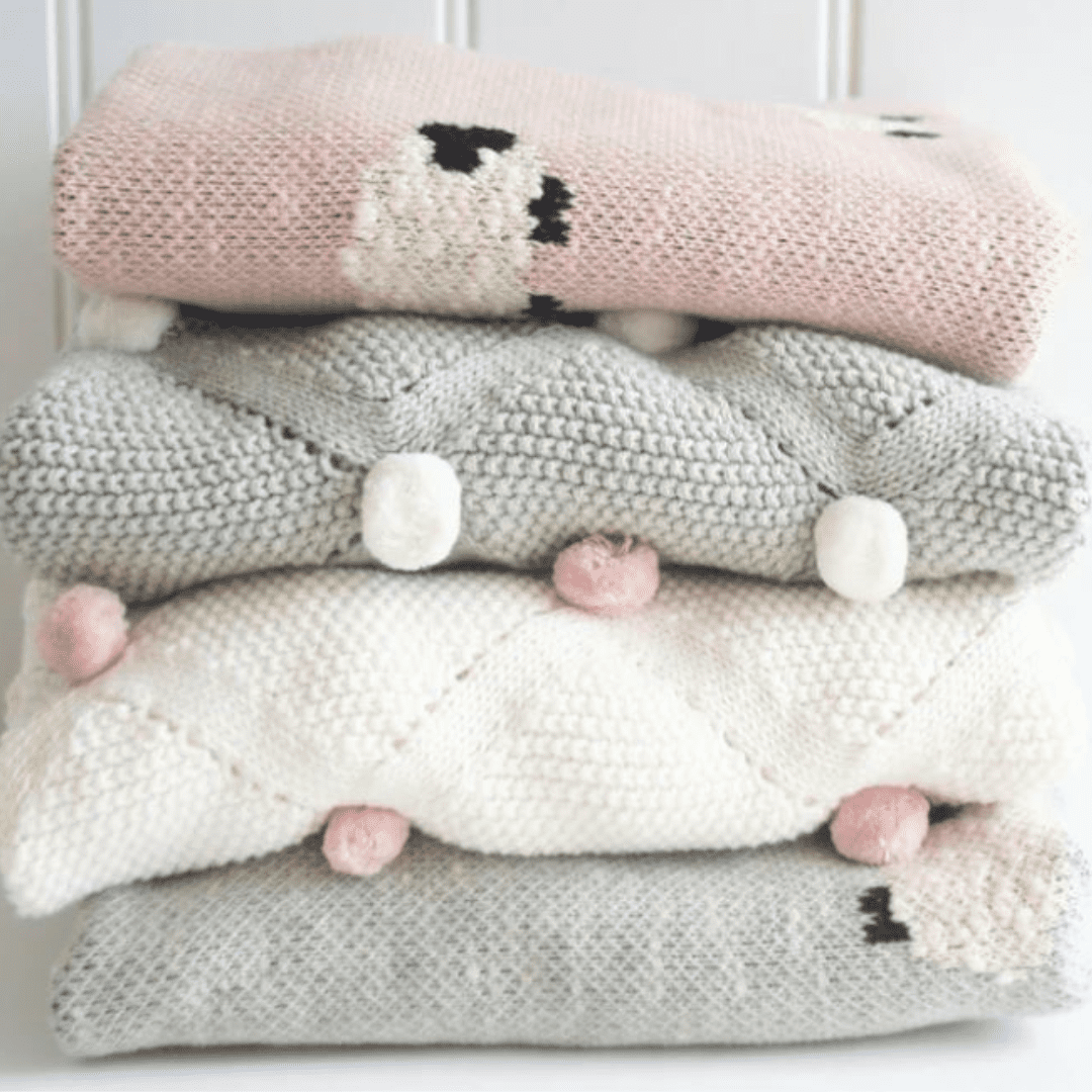 Alimrose - Pom Pom Baby Blanket - Grey