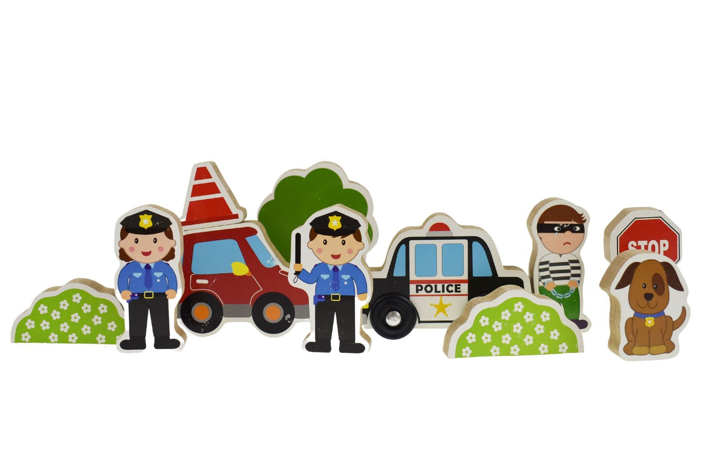 BUSY BOARD METAL LATCH WOODEN PLAYSET - POLICE