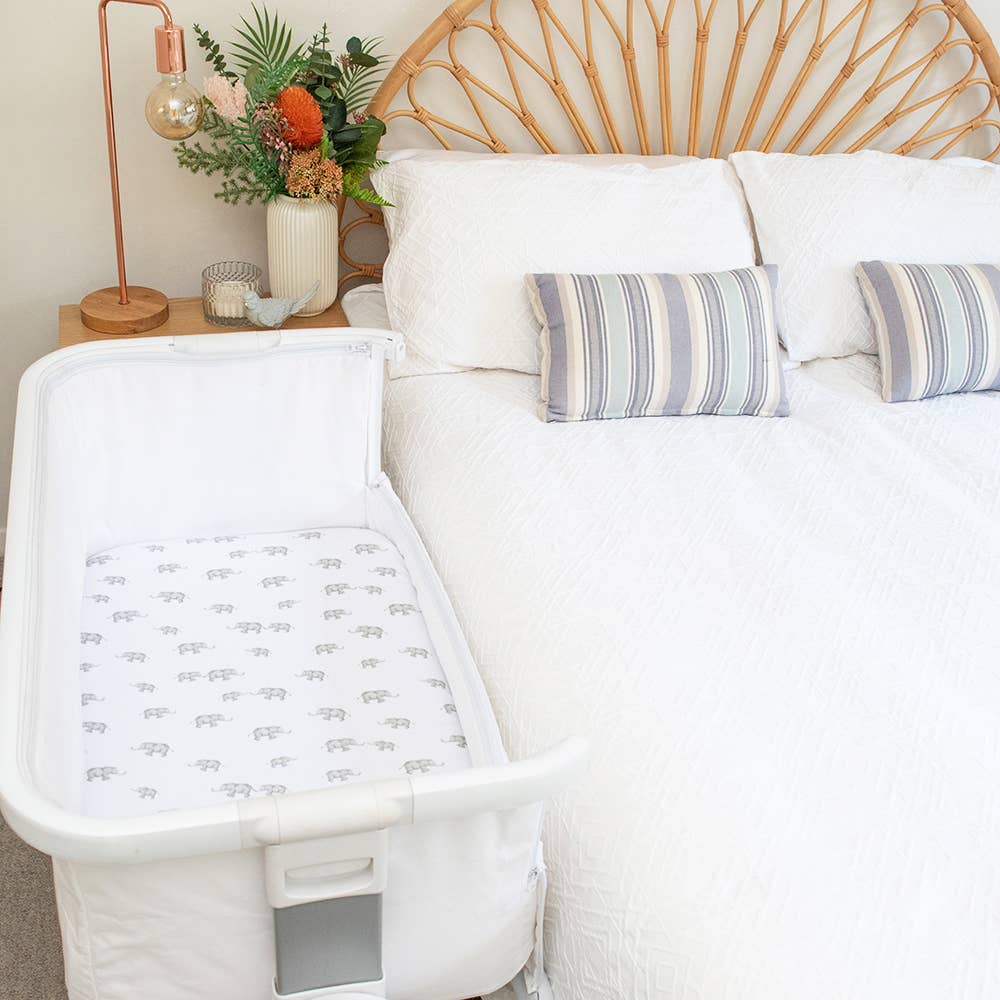Bedside Sleeper Fitted Sheet 2 Pack - Watercolour Elephant