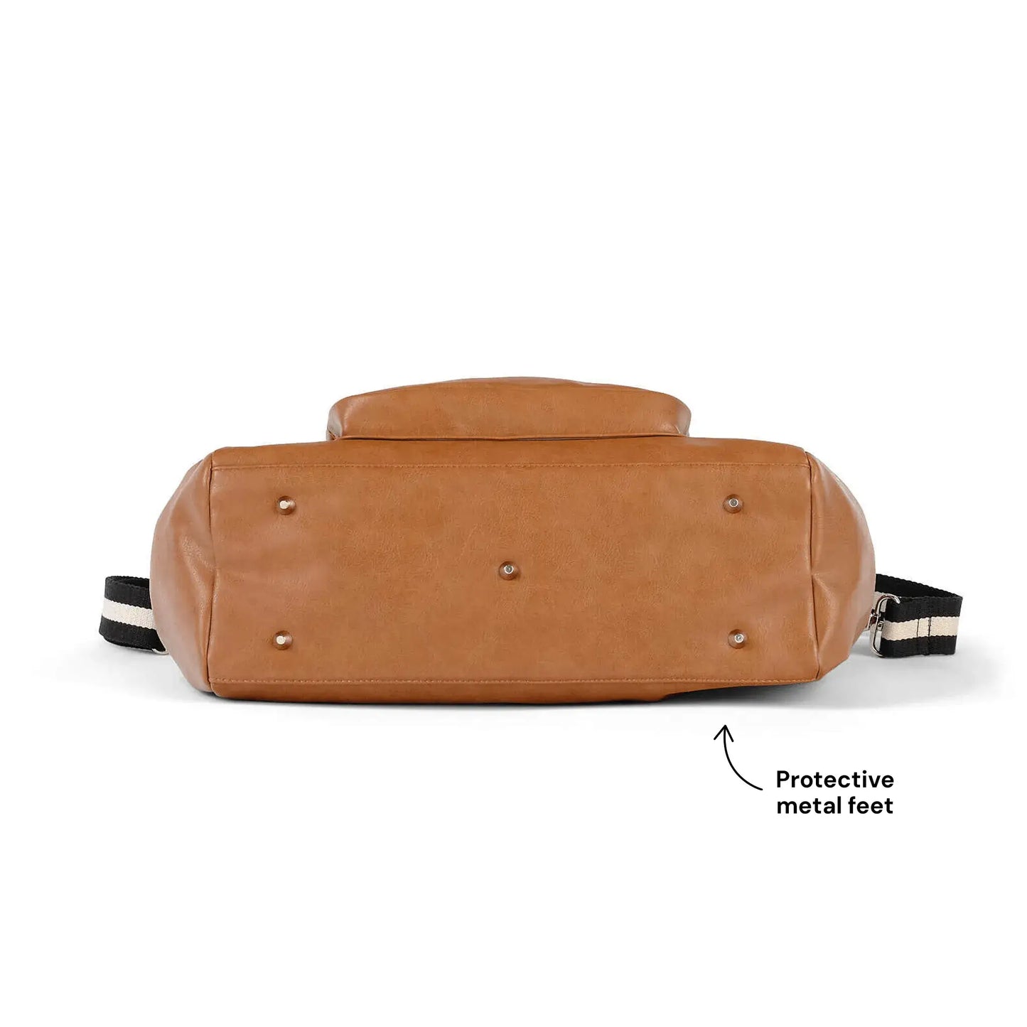 OiOi Vegan Leather Tote Triple Compartment Nappy Bag - Tan