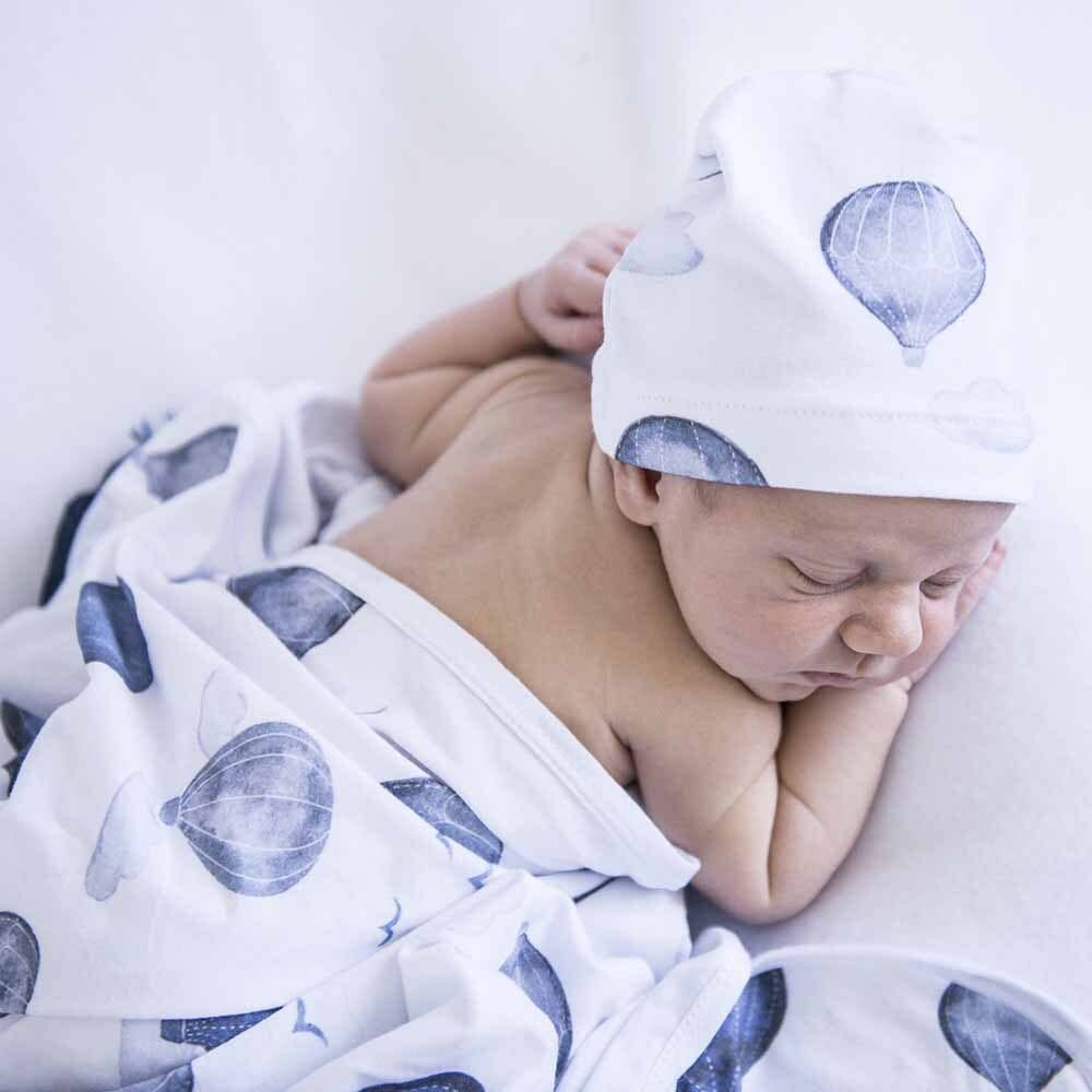 Snuggle Hunny Cloud Chaser Baby Jersey Wrap & Beanie Set