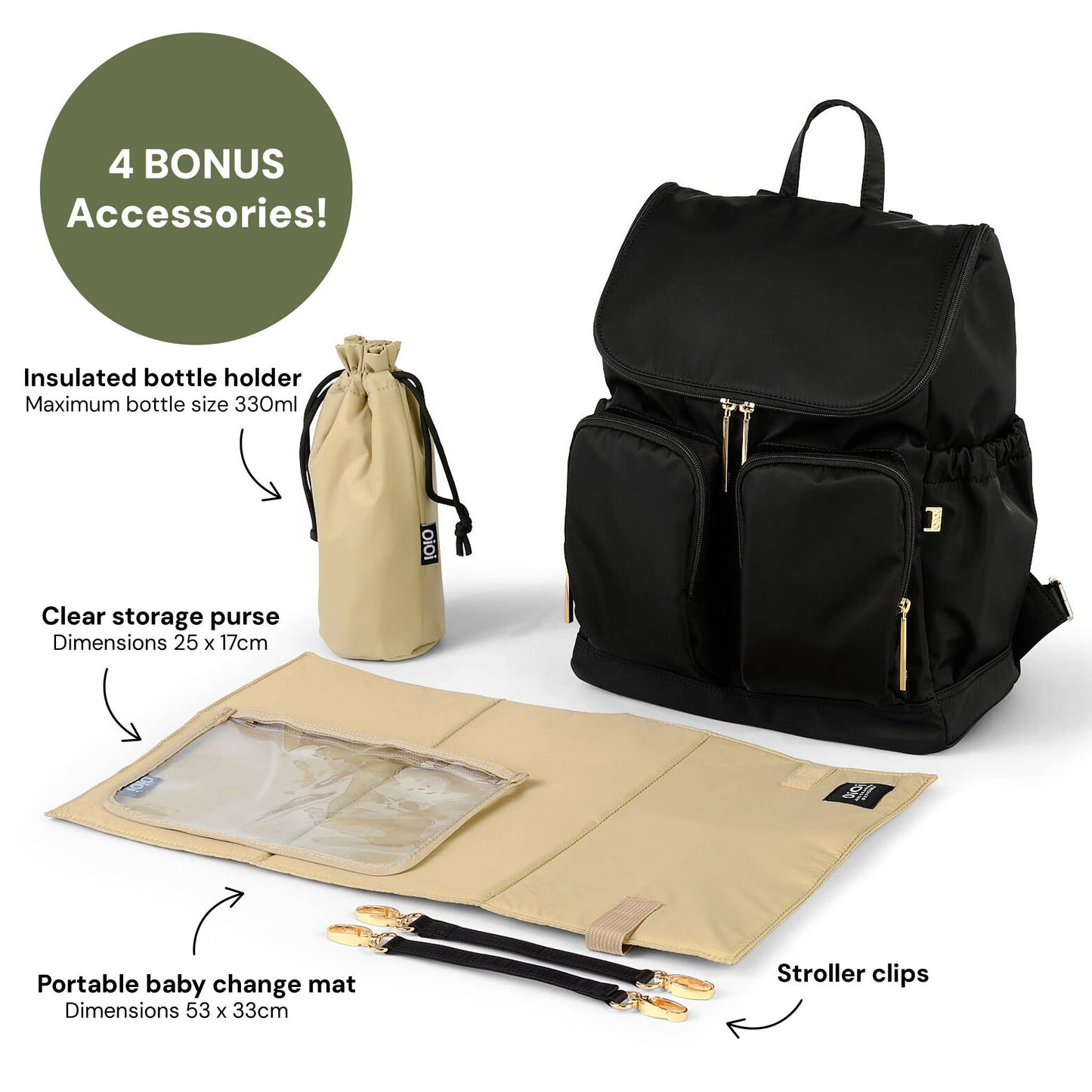 OiOi Signature Nappy Backpack - Black Nylon