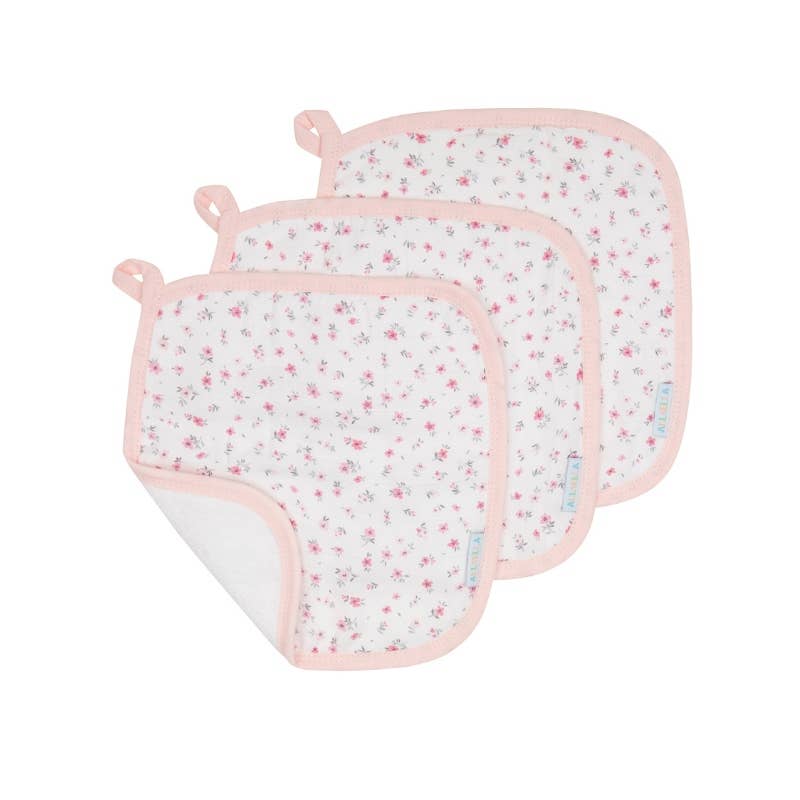 Wash Cloths 3pk - Pink Petals