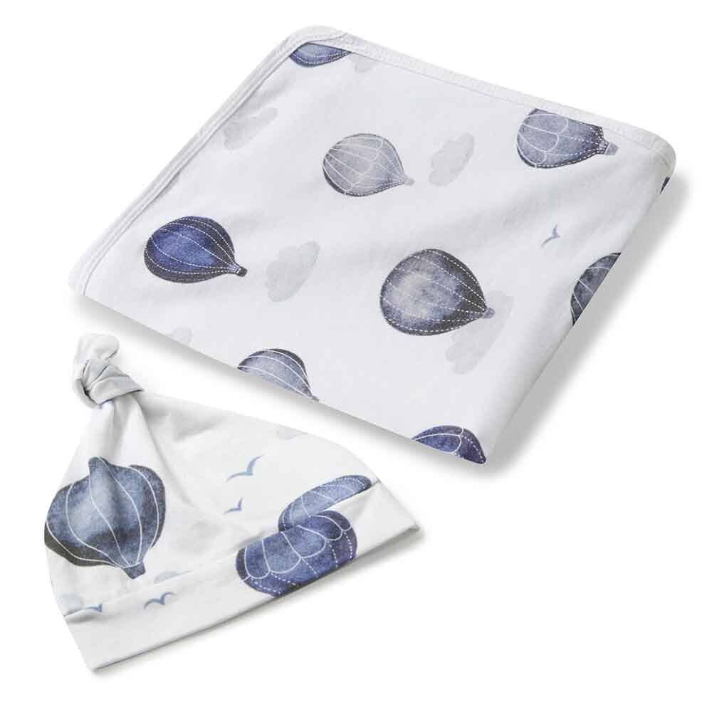 Snuggle Hunny Cloud Chaser Baby Jersey Wrap & Beanie Set