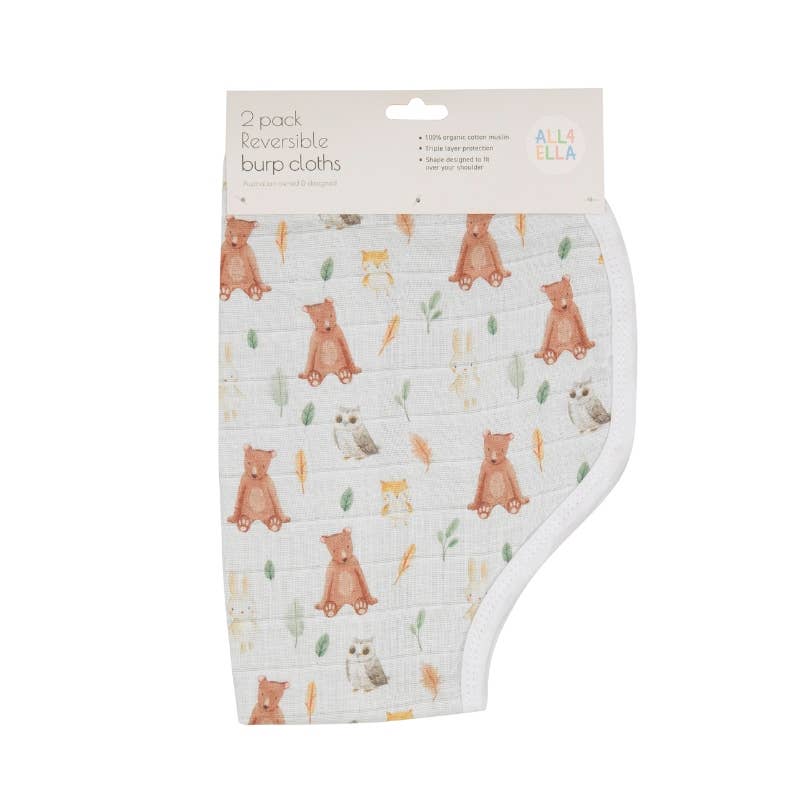 Burp Cloths 2pk - Forest Friends
