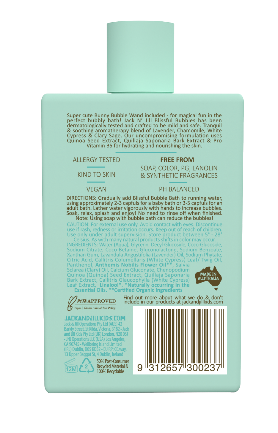 Jack'n'Jill Bubble Bath with Bubble Wand - Natural 300mL