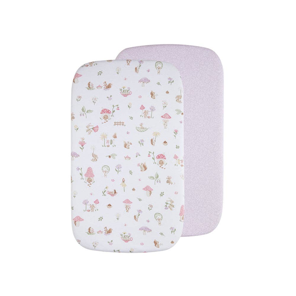 Organic Bassinet Fitted Sheet 2 Pack - Whimsical Wonderland