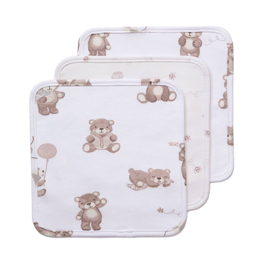 3 Pack Washcloths - Cuddly Bear