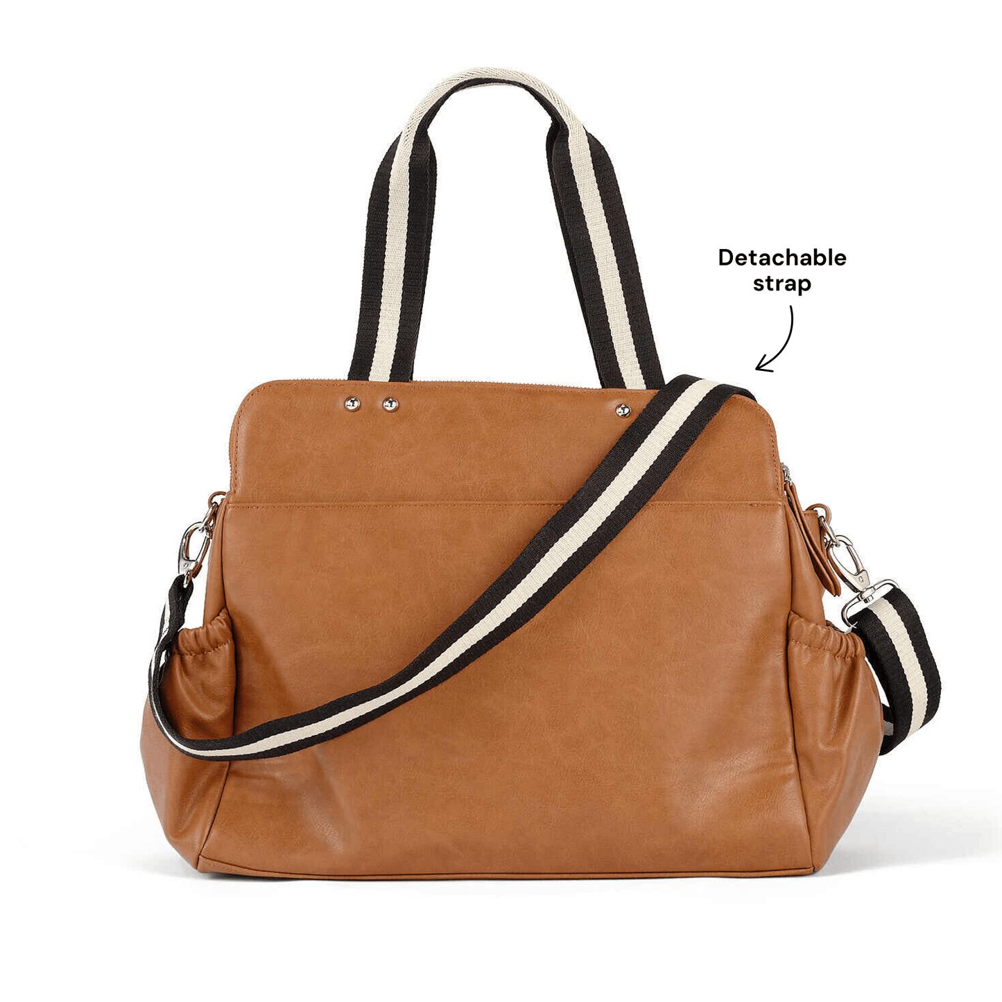 OiOi Vegan Leather Tote Triple Compartment Nappy Bag - Tan