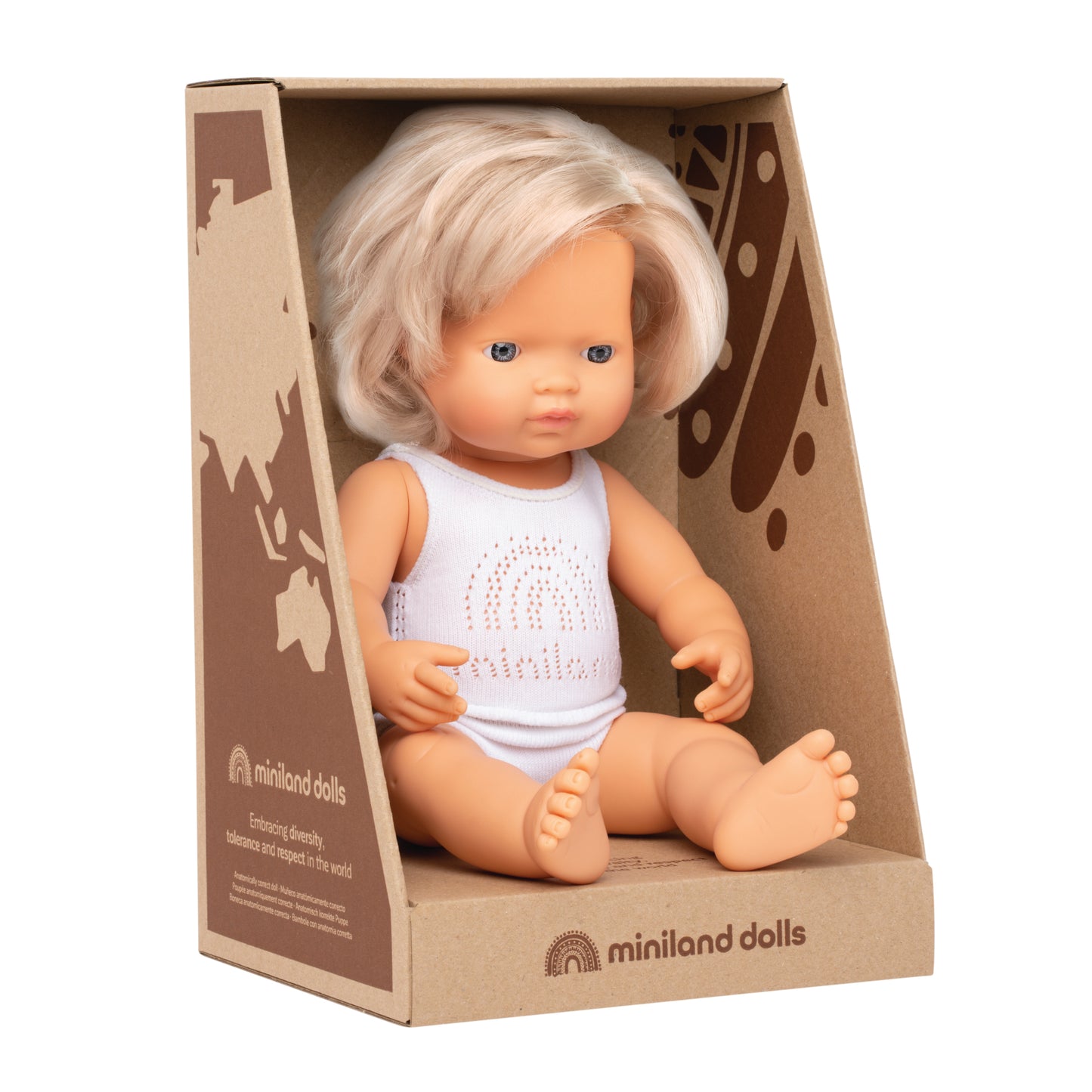 Miniland - Baby Doll - Caucasian Girl 38cm - Anatomically Correct