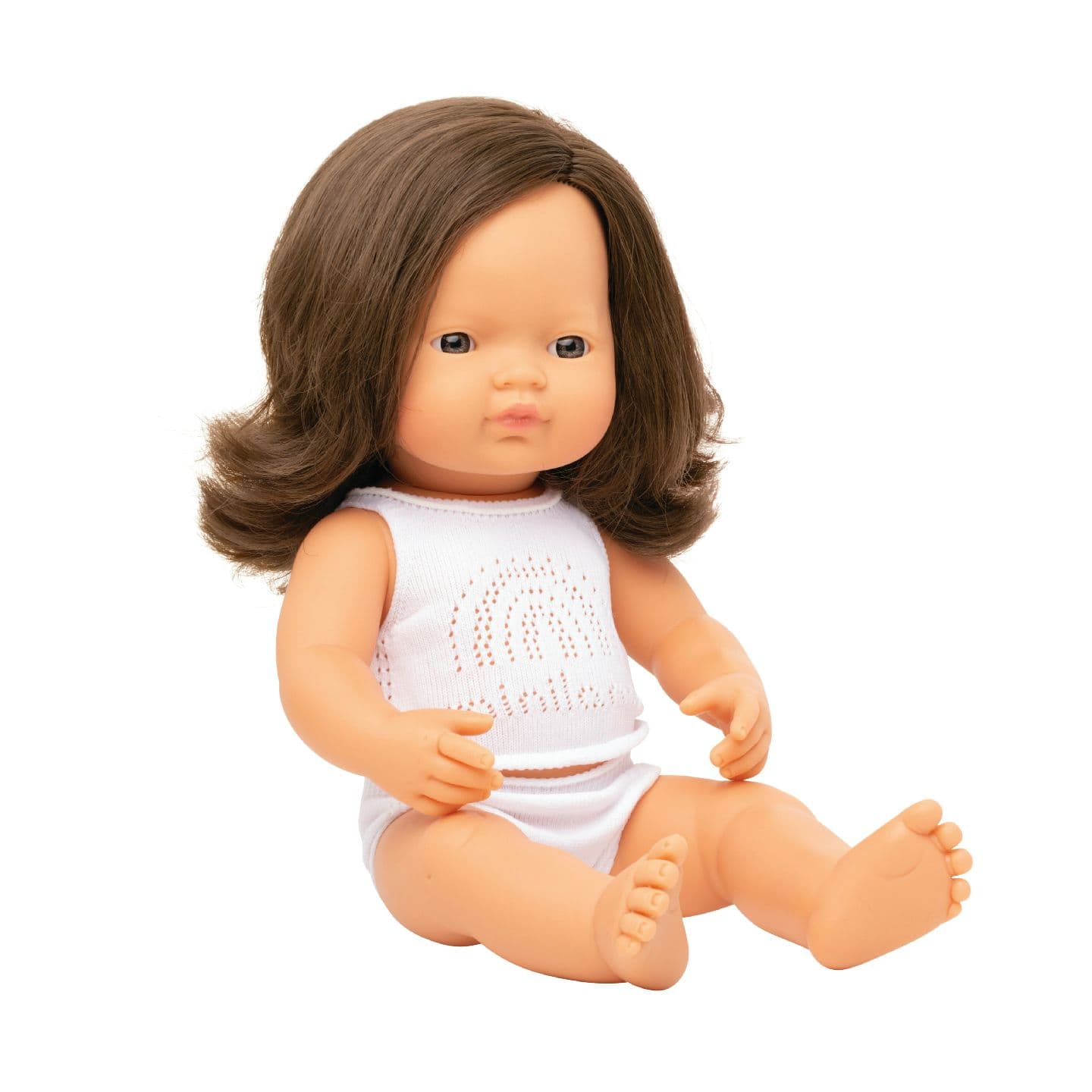 Miniland - Baby Doll - Caucasian Brunette Girl 38cm - Anatomically correct