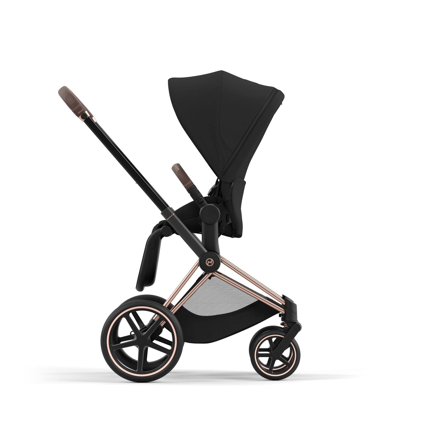 Cybex Priam Pram 2024 Rose Gold + Sepia Black + FREE Platinum Lite Cot, Insect Net, Snack Tray & 2in1 Cup Holder