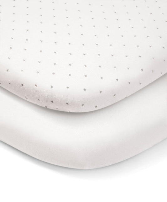 Mamas & Papas Lua Bedside Crib Sheets (2 Pack) - White/Grey
