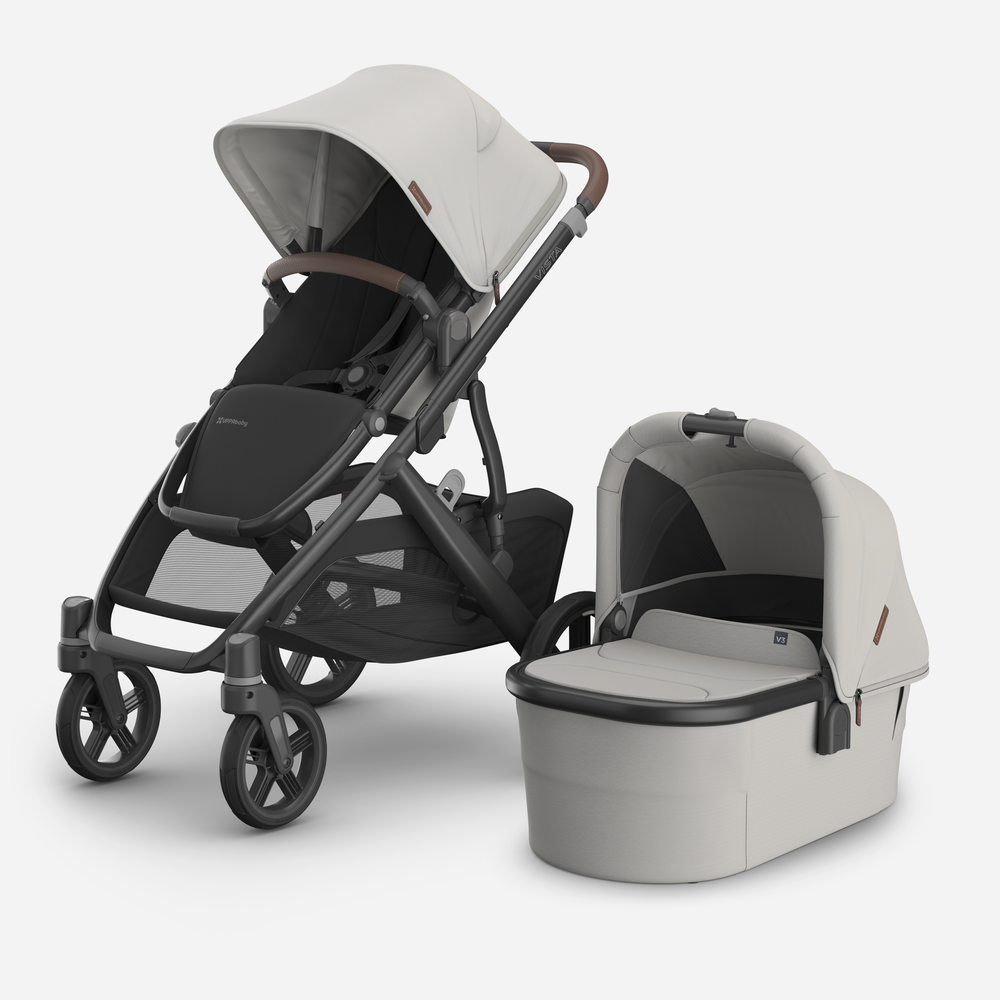 UPPAbaby Vista V3 Pram With Bassinet + FREE Upper Adaptors  + FREE Cup Holder + FREE Parent Psck - Savannah (Pearl Grey Jacquard / Carbon)