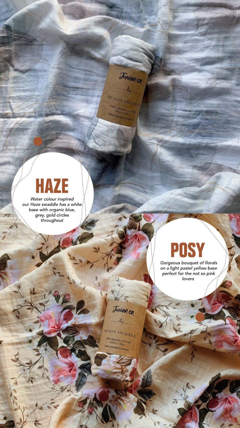 Junior Co Muslin Swaddle Wrap - Haze