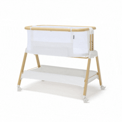 BabyRest Alfie Bedside Bassinet. White/Natural Version 2