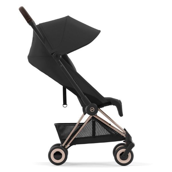 Cybex Coya Travel Stroller Rose Gold & Sepia Black Bundle With Travel Stroller Bag, Bumper Bar & Raincover
