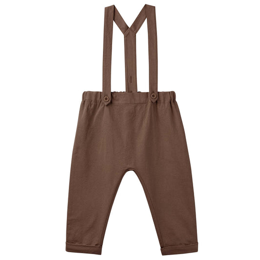 Finley Linen Suspender Pants - Chocolate