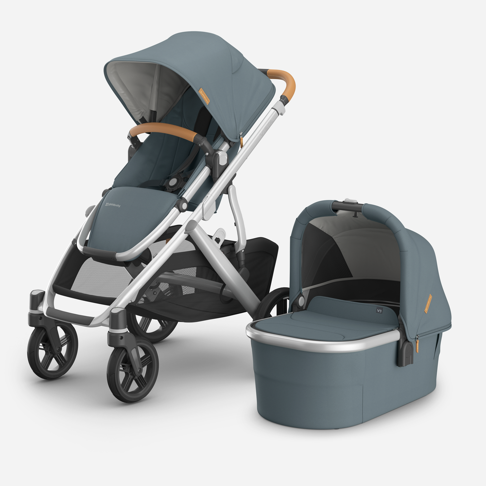 UPPAbaby Vista V3 Pram With Bassinet + FREE Upper Adaptors  + FREE Cup Holder + Free Parent Pack - Callum (Stone Blue & Silver)