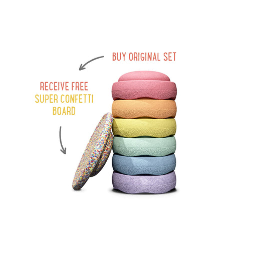 EASTER PROMO - Stapelstein Original Rainbow Pastel Set of 6 + FREE Super Confetti Board