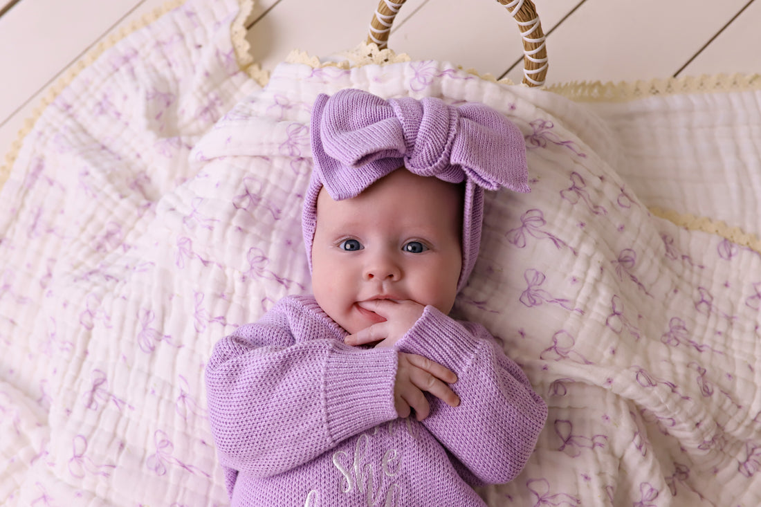 Confetti Kidz Oversized Knit Top Knot | Lilac