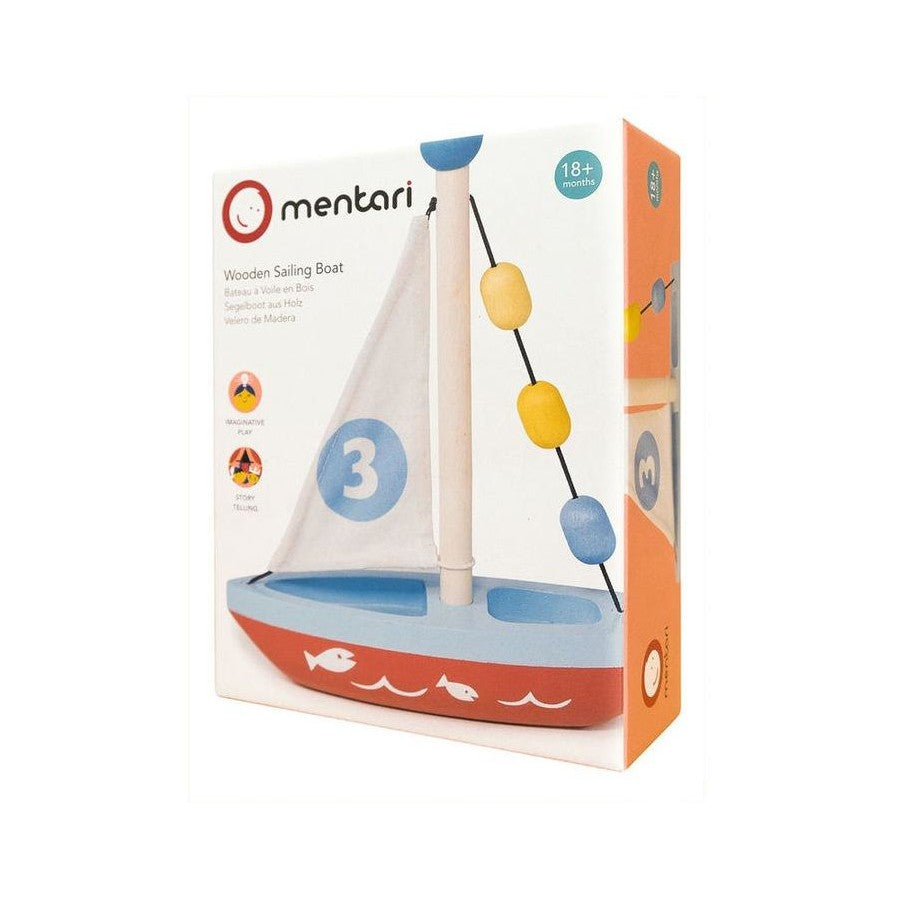 Mentari Wooden Sailing Boat 21cm Children Pretend Play Toy