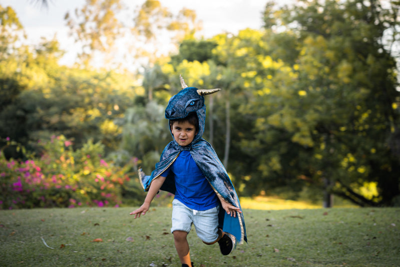 Book Week Teal & Gold Starry Night Dragon Cape - Size 5-6