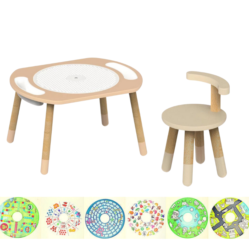 RiaBaby Play&Learn Activity Table Set with Adjustable Legs - Lego duplo compatible