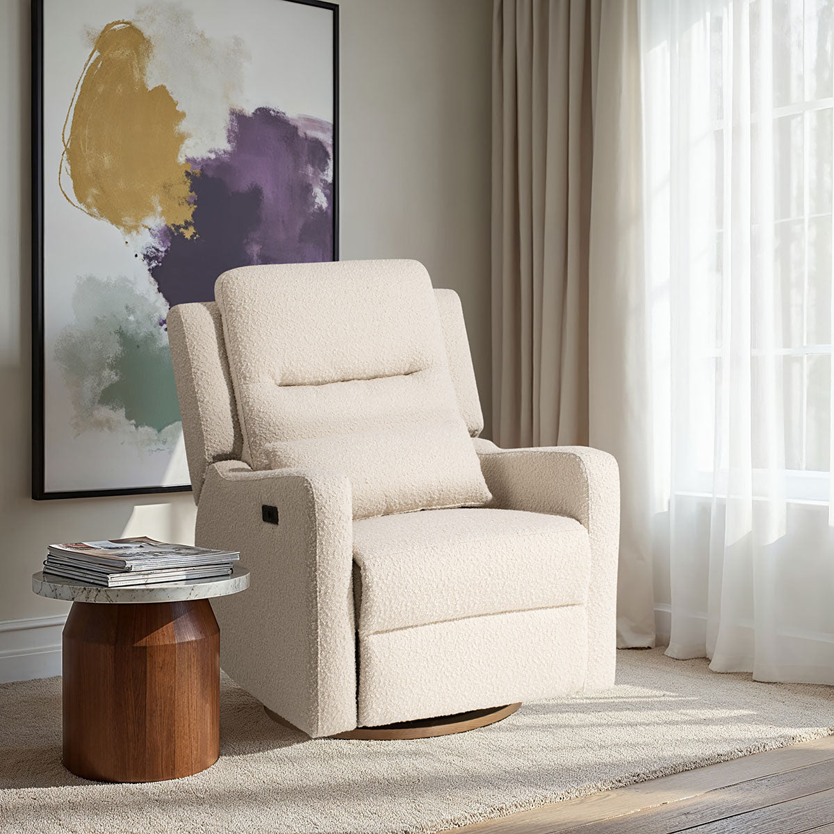 COCOON Rio Electric Recliner Glider Nursery Chair - Sandstone Boucle