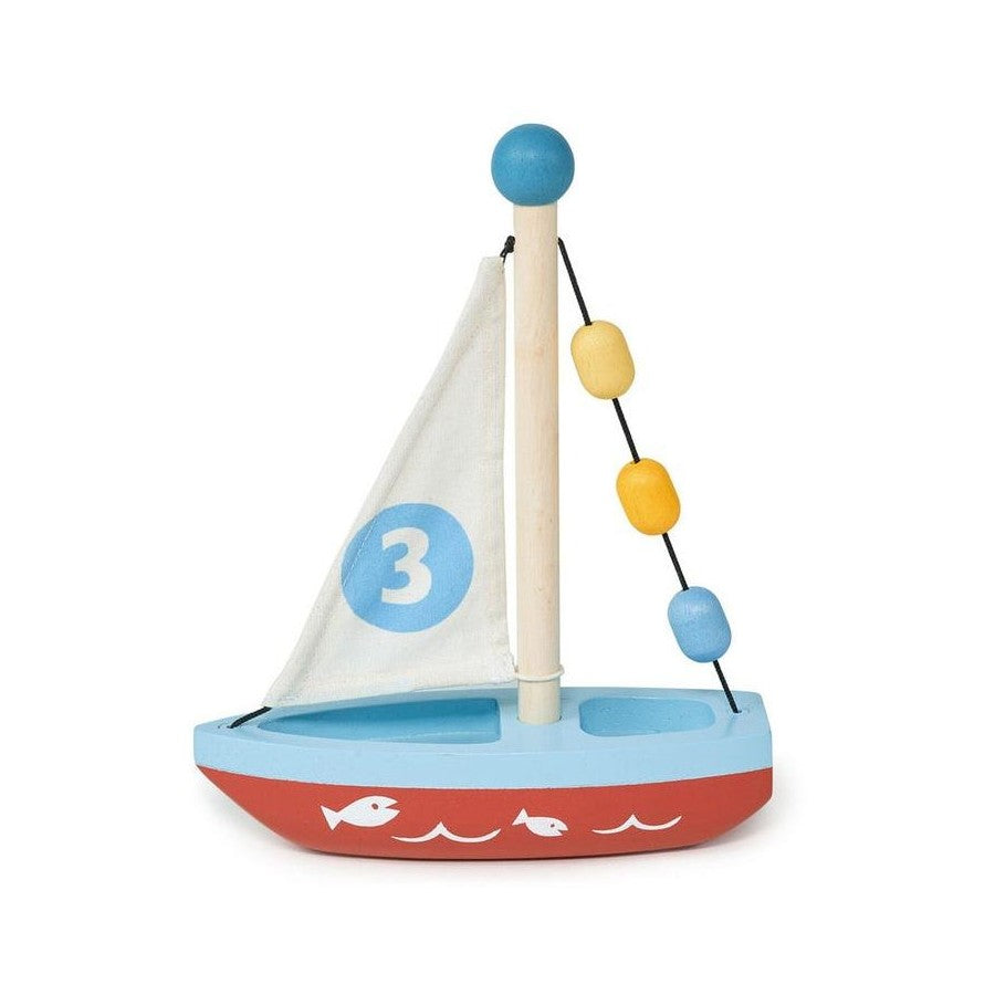 Mentari Wooden Sailing Boat 21cm Children Pretend Play Toy
