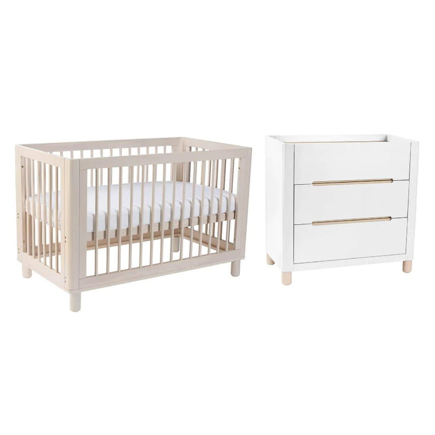 COCOON Bundle Allure Cot & Change Table Including Australian Made Inner Spring Mattress + Toddler Bed Conversion Kit