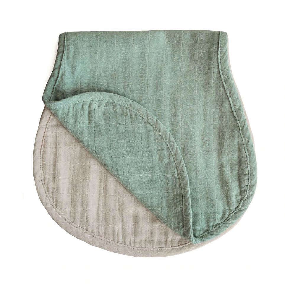 Mushie Burp Cloths 2 Pack - Green & Fog