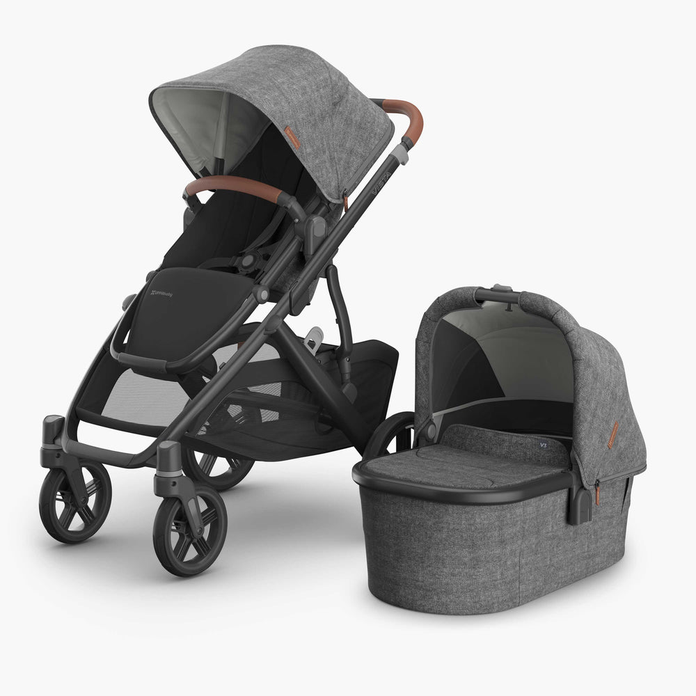 UPPAbaby Vista V3 Pram With Bassinet - Greyson + FREE Upper Adaptors + FREE Cup Holder + FREE Parent Pack (Charcoal Melange / Carbon)