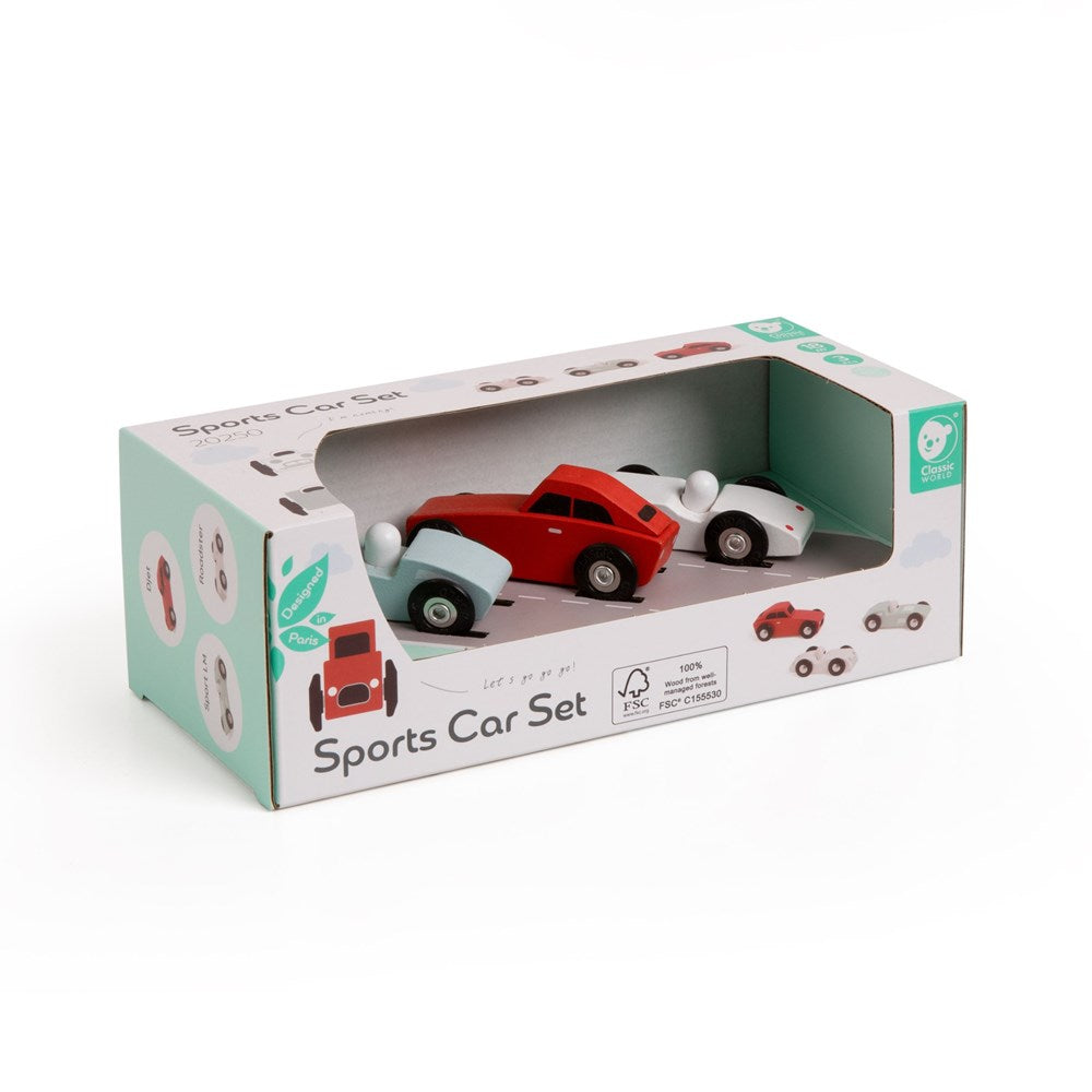 Classic World - Wooden Sports Car Toy Set