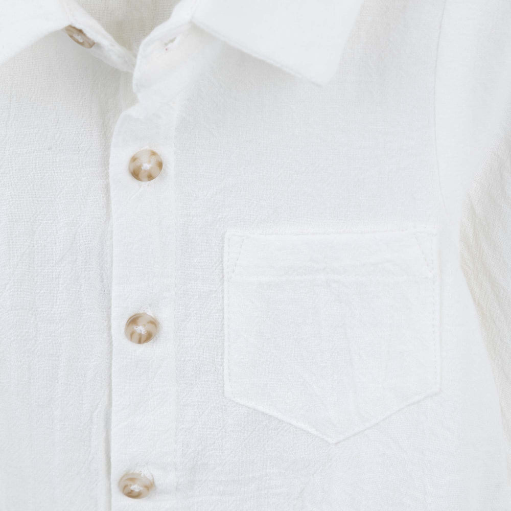 Archie L/S Button Romper - Ivory