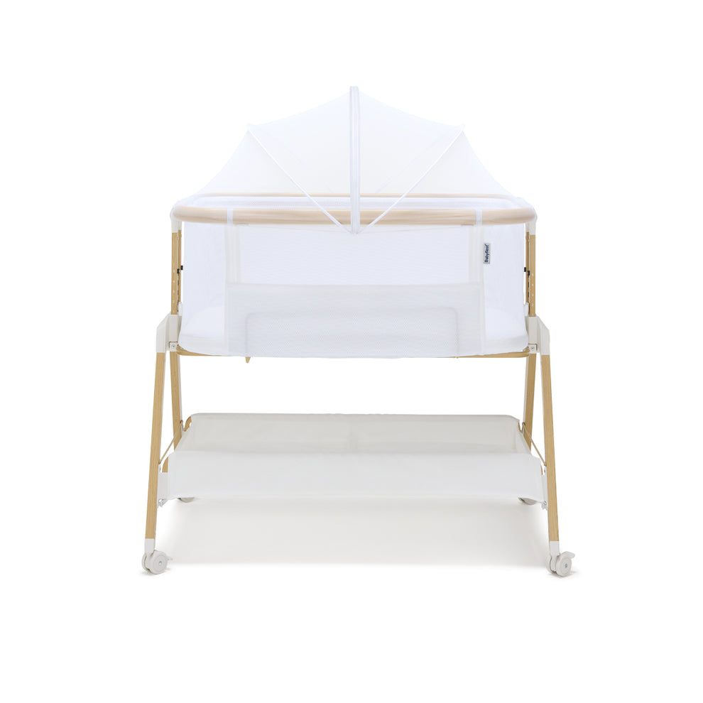 BabyRest Alfie Bedside Bassinet. White/Natural Version 2