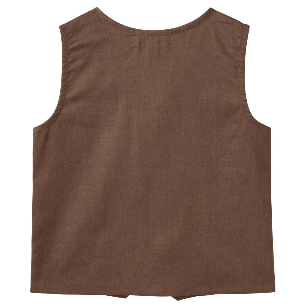 Finley Linen Vest - Chocolate