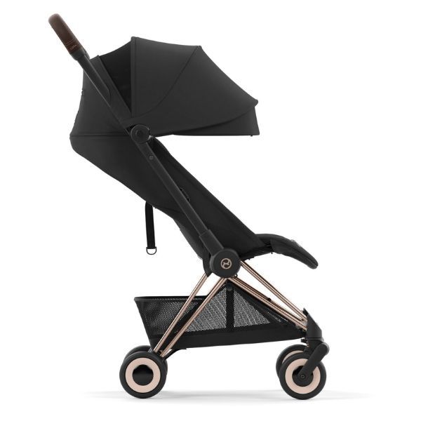 Cybex Coya Travel Stroller Rose Gold & Sepia Black Bundle With Travel Stroller Bag, Bumper Bar & Raincover