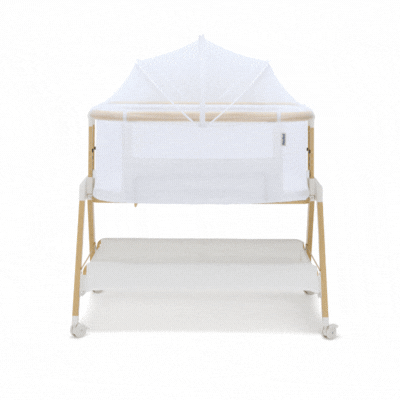 BabyRest Alfie Bedside Bassinet. White/Natural Version 2