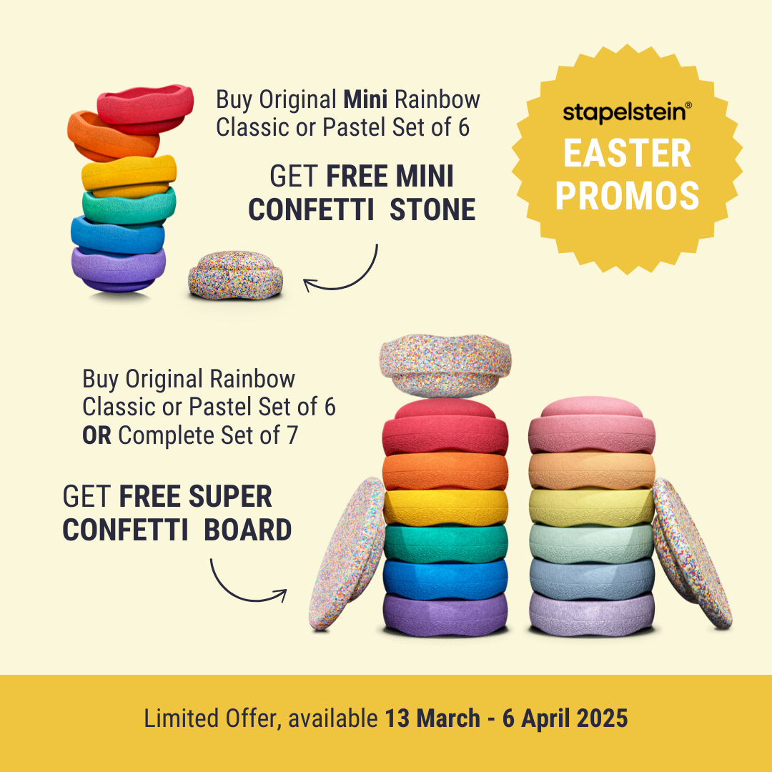 EASTER PROMO - Stapelstein Original Rainbow Pastel Set of 6 + FREE Super Confetti Board