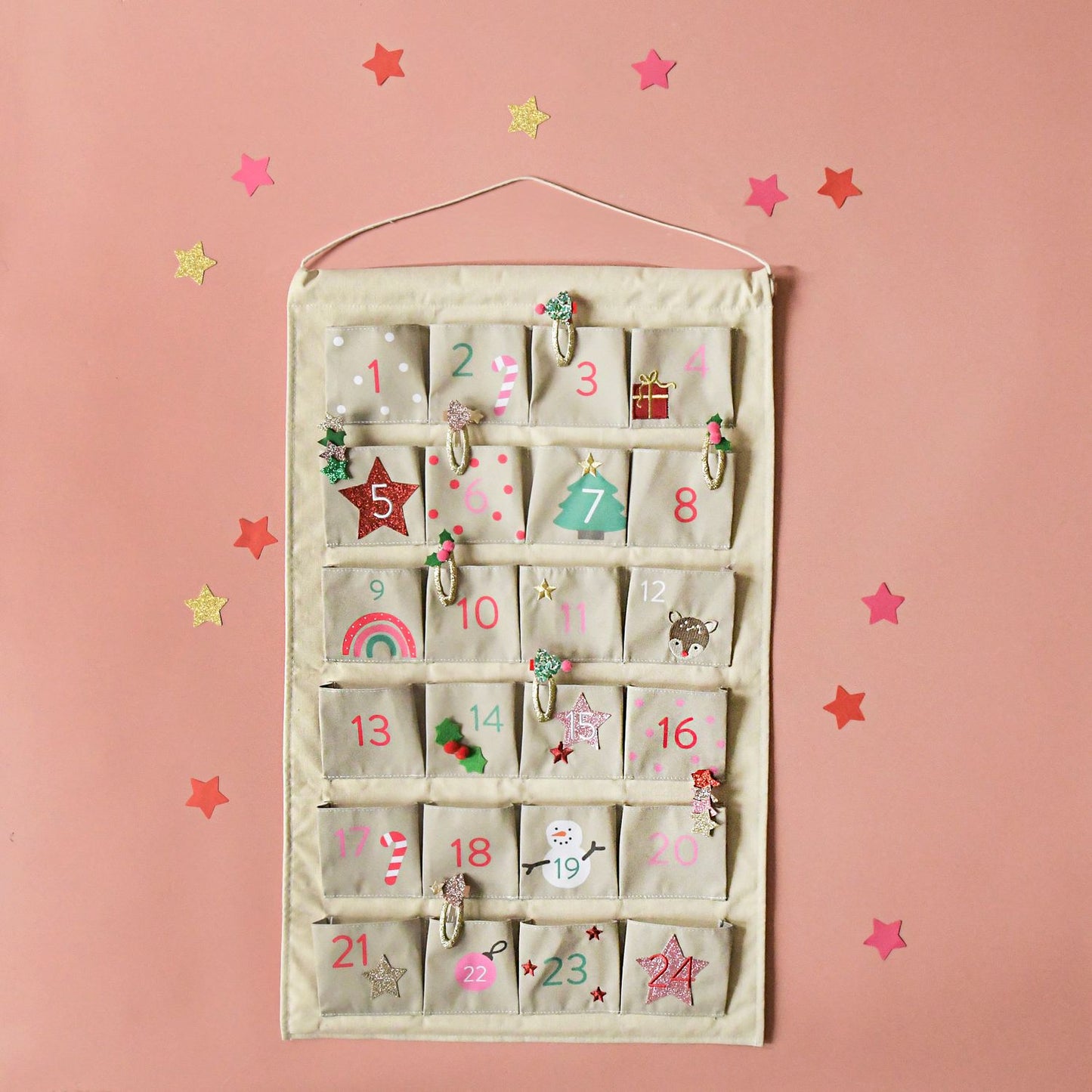 Rockahulakids Jolly Reusable Christmas Advent Pocket Calender