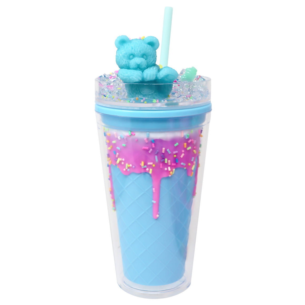 Pink Poppy Gummy Bear Drinking Cup - Blue