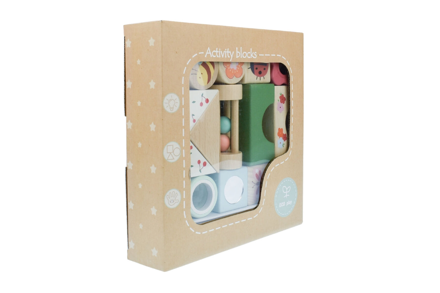 WOODEN SPRING INSECT SENSORY ACTIVITY BLOCKS 14PCS